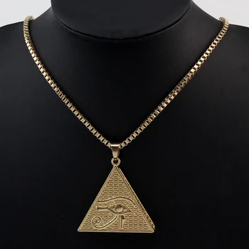 Egipatski Križ Анкх i Ogrlica s ovjesom u obliku Piramide Za žene/Muškarce,Zlatne Afrički Nakit, Egipatskih Hijeroglifa,Križ Ансата