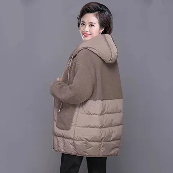 Ženske zimske jakne s kapuljačom odjeća srednje dužine Toplo slobodna dolje pamučna jakna od ovčje vune Debelo kaputi Ženski Plus Size 4XL