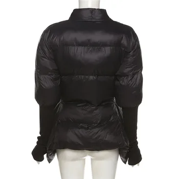 BOOFEENAA Ulične mode Crnci dolje jakne s pojasom za žene 2021 odjeća Asimetrično debelo toplo dugi kaput-balon C71-HG50