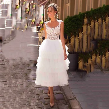 Богемное čipkan vjenčanicu 2021 Novi raskošnom kratko Djeveruša haljina Svadben haljina Princeze Plus Size vestidos de novia