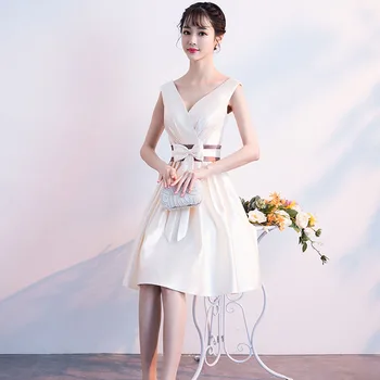 Nove kratke maturalne Haljine boje Šampanjca s V-izrez DongCMY Vestdios Robe De Soiree Večernjim elegantne ženske haljine