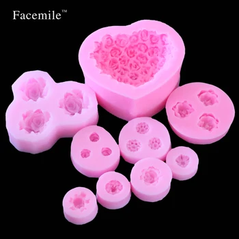 Facemile 9 kom./compl. DIY oblik za pečenje sapun s cvjetovima ruža čokolade oblik mekana silikonska forma silikonski kalup za sapun 04055