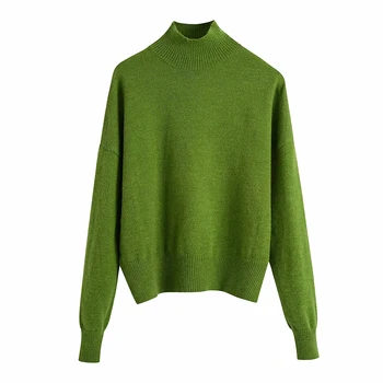 Ženska moda jednobojnu Pletene džemper Top dugi rukav Водолазка Klasicni pletene pulover Šik Top Zelena Roze Džemper Jesen