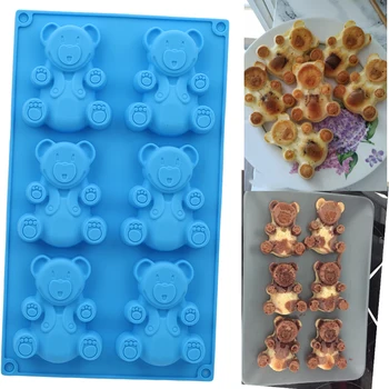 6 Rupa 3D Lijep Oblik Medvjeda Oblik za tortu Silikonski Kalup Alati Za pečenje Pribor Kalup za помадки za tortu Plava Boja Pribor za pečenje