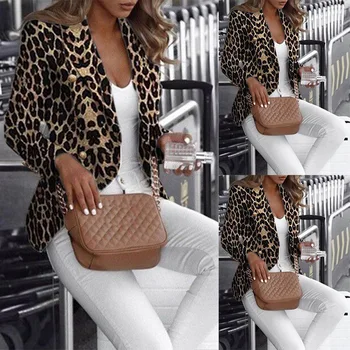 2021 jesenski nova ženska moda tanak temperament s леопардовым po cijeloj površini mali jaknu