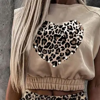 Ženska odjeća Prsluk bez rukava Suknja srednje visine sa леопардовым po cijeloj površini u obliku zvijezde Komplet od dva dijela Prsluk Suknja Uredski ljetna haljina Povez Kit