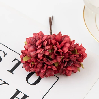 6 Kom. Umjetno cvijeće Jeftini Svile Roze Mini-Buket Svadbeni Vijenac Božić Božićne ukrase za Dom Scrapbooking