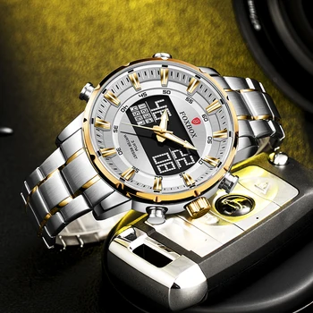 LIGE Novi trendi muški satovi su Najbolji brand Luksuznih Multifunkcionalni sat sa dvostrukim zaslonom Svakodnevne Vodootporni Digitalni muški ručni kvarcni sat