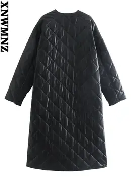 XNWMNZ zimski kaput duga jakna-пуховик od umjetne kože ženska moda dugi rukav na gumbima topli kaput ženske crnci džep jakne