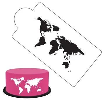 Karta svijeta Dizajn Matrica za tortu Plastične matrice za granice torta DIY Slika Čipke Predložak Oblik za tortu Alat za ukrašavanje torte Kalup za pečenje