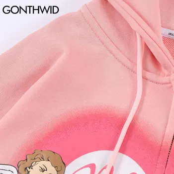 GONTHWID Hip-hop Jakna zip Majica Ulica majica s kapuljačom s po cijeloj površini Anđela Kaput s kapuljačom 2021 Muška jesenski pamučna jakna pink