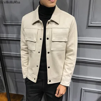 Muška jakna Jesensko-zimski Baršun Svakodnevni jakna iz sob kože Za muškarce 2020 Nova korejska verzija Tankog i debelog trenda kratkog topa