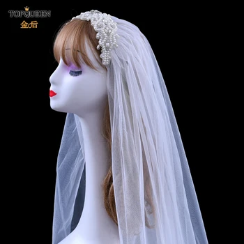 TOPQUEEN VS26A Bijela vela 1,1 M Elegantan Svadbeni veo sa dijamant-aplikacija Veo Sjajna Vjenčanja Mladenka Vjenčanje Hidžab Povez za glavu, Velovi