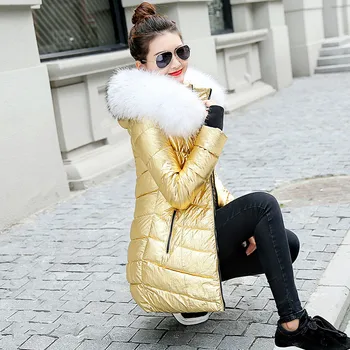 2021 Nove ženske zimske jakne Dugo toplo pamuka kaputi Ženski Srebro Elegantan ženski kaput sa širokim меховым ovratnik Ženska parka