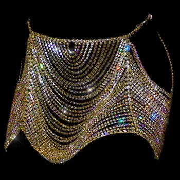 Moda Višeslojni Gorski Kristal Dame Struk Lanca Nakit Lanca Tijela Trend Noćni Klub Seksi Crystal Hip Lanca Pribor Za Tijelo