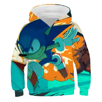 Djeca Dječaci Djevojčice Super Sonic Cartoon Dječje Veste s Dugim Rukavima za Ispis 3D Majica TeenTops O-izrez Crtani Casual Odjeća
