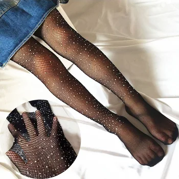 Hulahopke od mrežaste tkanine s kristalima za djevojčice Modne čarape za djevojčice Ljetnim выдалбливают Dječji hulahopke s visokom elastičnošću Dječje čarape