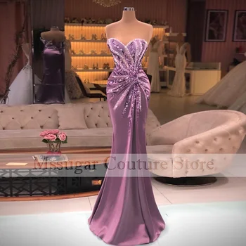 Kristalno haljine za maturalne s sirena, ukrašene perlicama, večernje haljine s naborima, Večernja haljina LongLuxury 2021