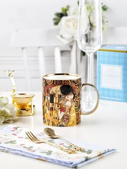 Klimt Poljubac Porculanske šalice i Šalice za Kavu Gustav Klimt bone kina Čajna šalica Svadbene Darove za Rođendan Uredski pribor Uređenje doma