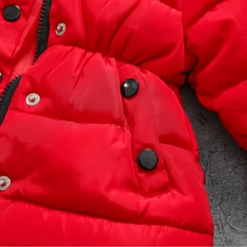 Zimska jakna za djevojčice sa pamučnom postavom za malu djecu, меховое kaput s kapuljačom, duga monotone toplo udoban sakoi odjeća od 1 do 7 godina