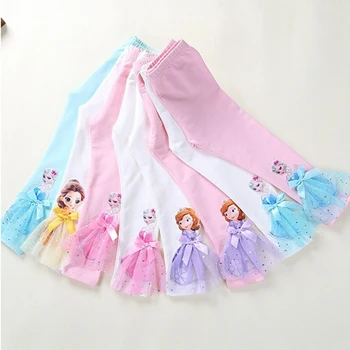 Disney Smrznuto Tajice za djevojčice iz crtića, Dječje Proljeće-jesen tanke 3D Modne uske hlače Dječje odjeće princeza Dječje pamučne hlače