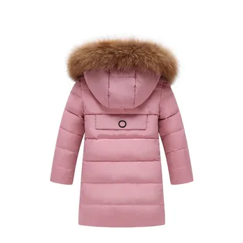 Dječje zimska jakna Dječja dolje jakne s kapuljačom Toplo parka s krzno rakun Za djevojčice 6 8 10 12 14 godina odjeća FM046