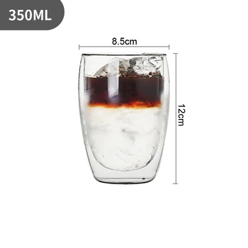6 kom. 350 ml, Prozirni Kristal demitasse Espresso s dvostrukim stijenkama Mlijeko Viski Čaj Pivski Šalice Toplinu Koktel je Votka Vinska Bubalo