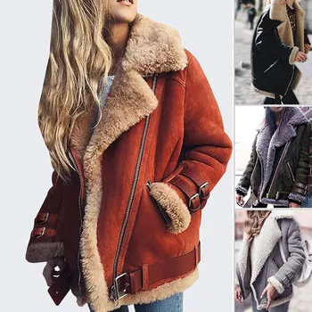 Kaput od umjetne kožuh kožuh Ženske parhet kožne jakne Ženske jesensko-zimske овечьи vunene kratke moto kaput Ветровка