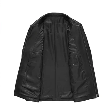 Gours Zimska jakna od prave kože za muškarce Modni brand Crna Prirodna kožuh Kožne Jakne i kapute Novi 4XL GSJF1915