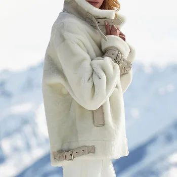 Zimska ženska odjeća 2021 Novi kaput srednje dužine, Gusta topla ženska jakna, Moderan Svakodnevni Slobodna dugi rukav, Однотонный boja