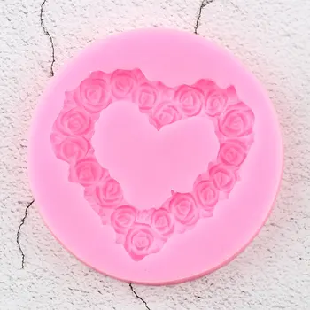 Srce Pink Vijenac Silikonska Forma Svadbeni Kolač Topper Fondant Oblika DIY Alata za ukrašavanje kolača Bombona Čokolade u Kalup za pečenje