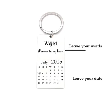 Običaj privjesak Od Nehrđajućeg čelika kalendar Tekstualni Sliku Ljubavnik Dječji Foto Privjesci za ključeve