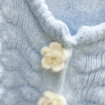 Ženski pletene kardigan džemper 2021 nova jesensko-zimska odjeća cvijet s dugim rukavima i okruglog izreza однобортный top
