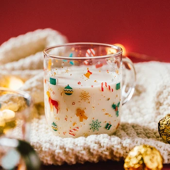 450 ml Kreativni Božićni Panda Staklena Krigla s Ručkom Za Doručak, Kava mugs Mlik Šalica Čaja sa Sokom od Posuđe Blagdanski dar