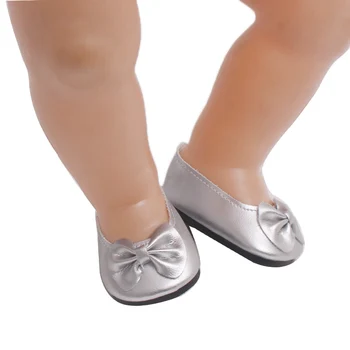 43 cm, baby lutke cipele za novorođenčad srebrne cipele s lukom haljina princeze cipele Dječje igračke prikladne za američke 18-inčni djevojčice lutka g62-g64