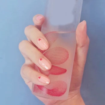 24 kom. nadzemni nokte s Ljepilom Pink Dizajn Lažnih Noktiju s Uzorkom Srca Balerina DIY Umjetni Nokti Savjeti Za Manikuru Nail Art