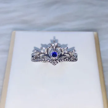Europa i Sjedinjene Države kreativna минималистичное donje prsten s dijamantom u obliku krune s аметистовым safir kristal prsten od ružičastog zlata 18k, 925 sterling