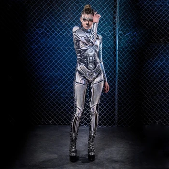 2022 Boja Halloween Ženske Zastrašujuće Kostime Gotička Robot Punk Kombinezon Kombinezon Seksi žene Osjećaj Tehnologije budućnosti