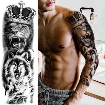 Body Art je Pun Rukav za ruke i stopala Tetovaža Veliki Ljubimac Tigar Lav Privremene Tetovaže za muškarce i žene Prijenos Vode Lažni Tattoo Naljepnice