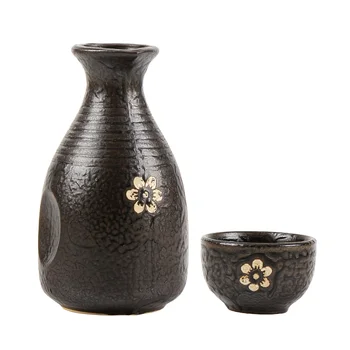 Keramika Vinski Lonac Posuđe Za Vodu Crni Cvijet 300 ml Čaša Porculan Japanski Sake Bar Ukras za Kućanstvo suđe za Kuhanje / Posuđe za piće