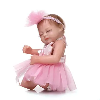 Lutke za novorođenčad Mini-veličina Возрожденная girl Lutka Realno stanje Mirovanja Dijete uz haljinu Za cijelo tijelo Silikon kosti
