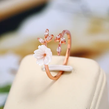 Slatka Crystal Циркона Hladno Umivaonik Cvijet Prsten za žene Djevojke Dame Rose Gold Romantični Ukrasi u obliku školjke otvorene prsten podesive veličine