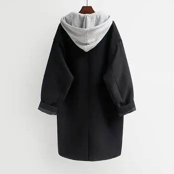 Vanjska odjeća Plus Size Zimske jakne Ženske Slobodne Svakodnevne vuna mješavina kaput s kapuljačom Studentski odijelo s ovratnikom Харадзюку Korejski kaput