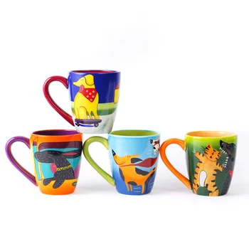 Ručno oslikana crtani životinja Štene keramičke šalice i šalice s ručkom porculan posuđe za piće šalica za čaj i kavu bubalo kreativna šalica za mlijeko