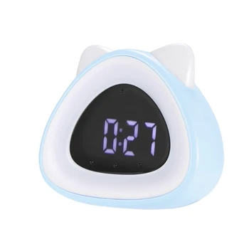 Termometar za buđenje Mačke Led Svjetiljka Noćni Sat Lampa Za buđenje Alarm Noćni Kontrolu Zvuka, Elektronski Sat