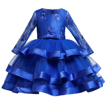 2022 Božićna haljina s dugim rukavima za djevojčice Elegantan luk Vjenčanje večernja haljina Princeze za djevojčice na dan rođenja Dječja odjeća