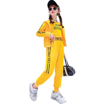 Sportski odijelo za djecu djevojčica Hip-hop Odijelo Odijelo Korejski Ulični Ples Jakna s kapuljačom + Prsluk + Hlače Dizajnerske Odjeće 3 kom. Odijelo