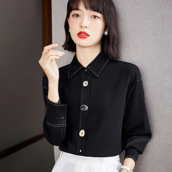 Novi Modni brand ženske košulje Bluze u obliku gumba Dizajn ulične odjeće Dečko Cool crne bluze Šik književne vrhovima marelica boje