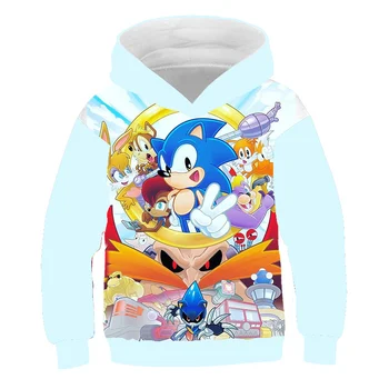 Jesen crtani 3-14 godina Dječje majica sa dugim rukavima, za dječake i djevojčice Hoodies Sonic Dječje majice Odjeća Odjeća po cijeloj površini