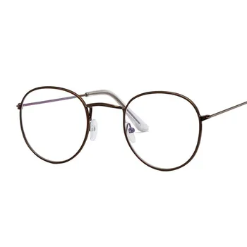 Okrugli Okvira za naočale Muške Naočale s anti-plavom svjetlošću Ženske Lažne Zlatne Naočale, Optički Ovalne Naočale u okvirima Prozirne leće